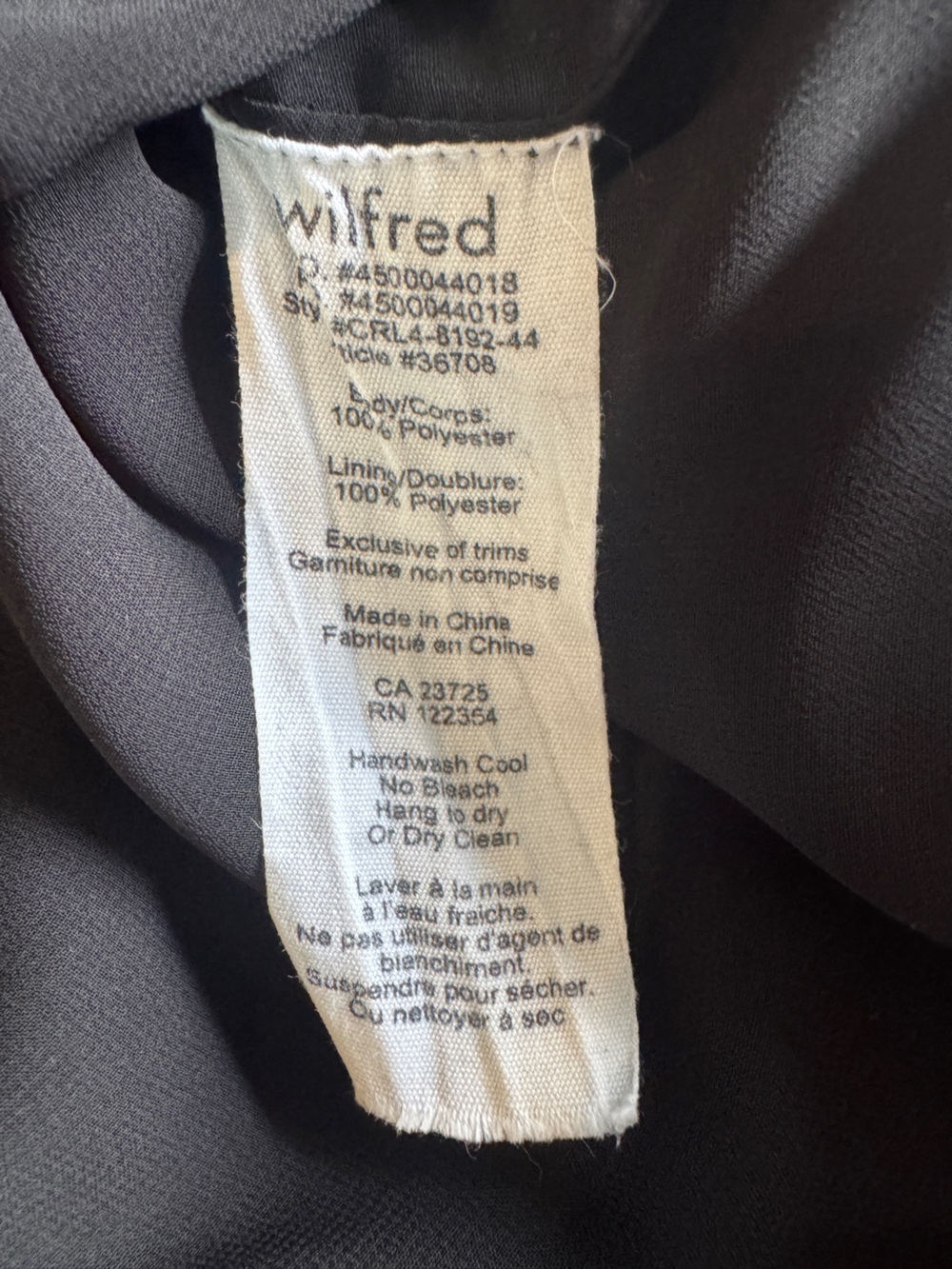 Aritzia Wilfred Sabine Dress Black Cowl Neck Tie Waist Pocket Dress XS - Picture 9 of 9